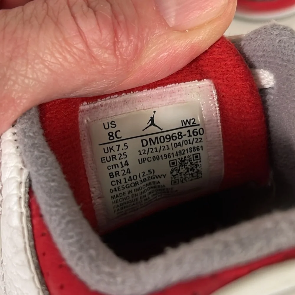 Nike Air Jordan 3 III Retro Fire Red/Wht Cement DM0966-160 Kids Shoes Size 8 C